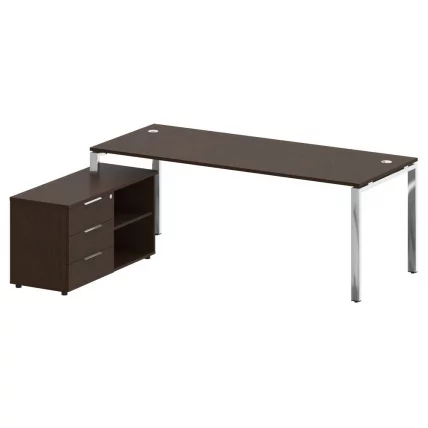 Стол рабочий руководителя с опорной тумбой левый МЕТАЛ СЙСТЕМ ДИРЕCТ БГ.СРТ-6.8 Л Венге Цаво / METAL SYSTEM DIRECT_0