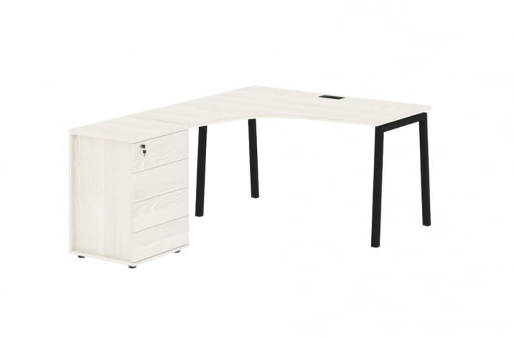 Стол эргономичный с тумбой (левый) ЕДИС ЕЛCЕТ 1318 Л ЯсеньТраун Черный / EDIS ELCET L_0