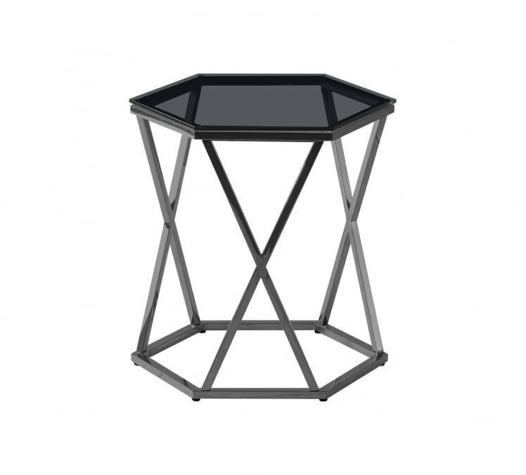 Журнальный столик Круз 48*42 стекло смоке сталь Темный хром / smoke_0
