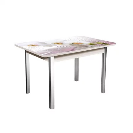 Стол нераздвижной 1,2 Победа, СТЕКЛО, опоры полуовал ХРОМ, Беленый дуб/Р008_78933 / дуб/R008_78933_0