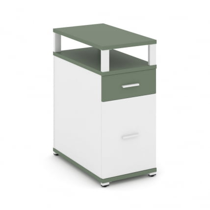 Тумба опорная/приставная с ящиком, распашным фасадом и надставкой CОНCЕПТ CН.ТГО-006 Б/В Кобо Белый бриллиант Белый / CONCEPT CN.TGO-006 B/W_0