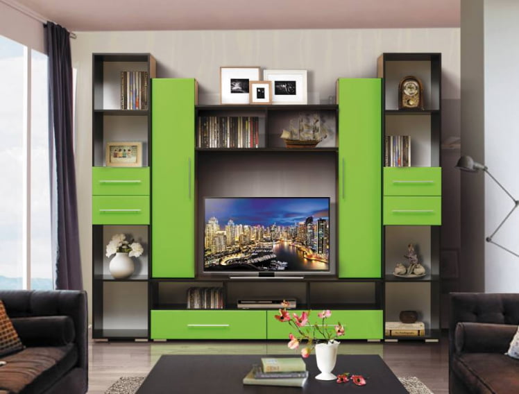 Набор мебели для гостиной Грация 2 МДФ матовый Венге/Смола белая_0