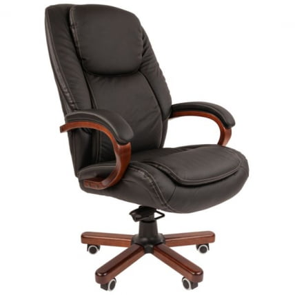 Кресло руководителя CХАИРМАН 408 кожа/экокожа, черный / CHAIRMAN_0