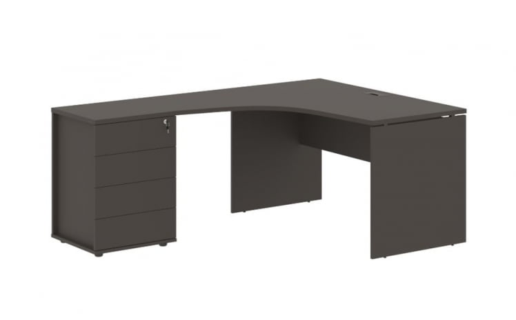 Стол эргономичный с тумбой левый ЕДИС ЕДCЕТ 1318 Л Мокко / EDIS EDCET L_0