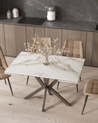 Стол раскладной Мармер 120-180*80*76 см керамика капучино / Marmer_3