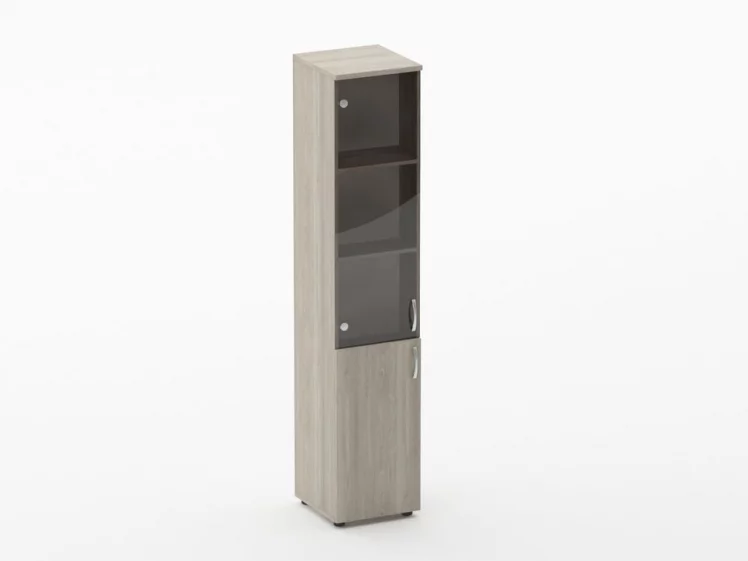 Шкаф высокий со стеклом Глассй 6.19.15Л Дуб сантана светлый / Glassy_0