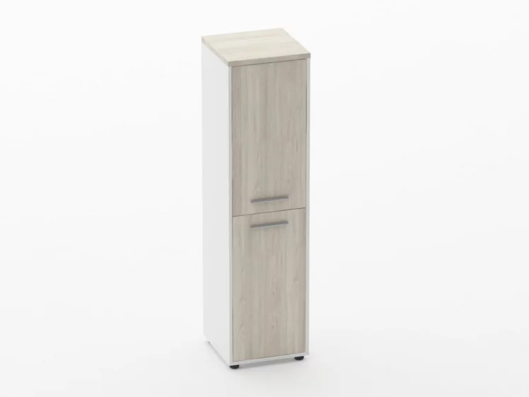 Шкаф 3 узкий закрытый, 2 двери Дека 10.16.12Пр Дуб Сантана светлый/Белый / Deka_0