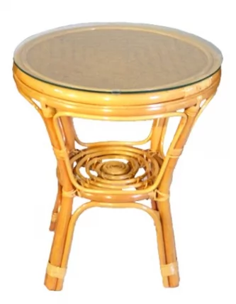 Стол Багама круглый с плетеной столешницей Бахама2 мед / Bahama2_0