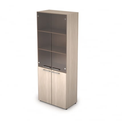 Шкаф стеллаж высокий со стеклом ТАИМ-МАКС 4Ш.005.3 Шамони светлый / TAIM-MAX_0