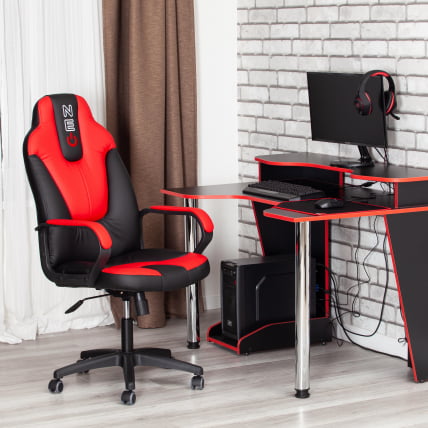 Кресло НЕО 2 (22) экокожа Черный/красный 36-6/36-161 / NEO_13