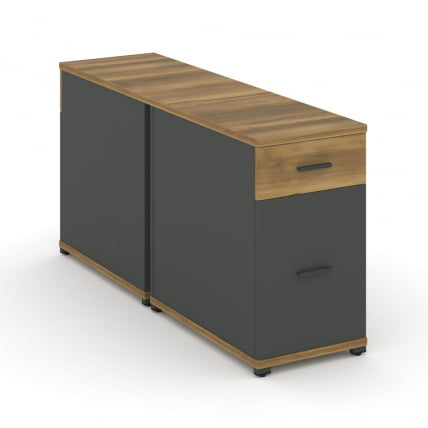 Тумба двухсторонняя опорная приставная с ящиком и распашным фасадом CОНCЕПТ CН.ДТГО-005 Б/В Сандал Янтарный Антрацит / CONCEPT CN.DTGO-005 B/W_0