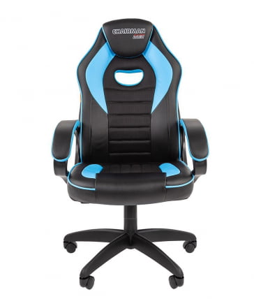 Кресло геймерское CХАИРМАН ДРАЙВ (ГАМЕ) 16 черный пластик Черный Голубой / CHAIRMAN (GAME)_0