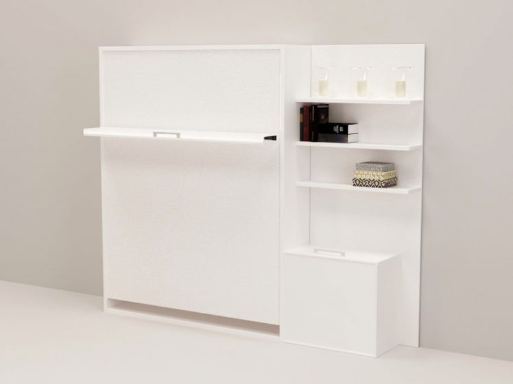 Откидная кровать с полкой Смарт 1 К 1600+П правая Ясень шимо темный_0