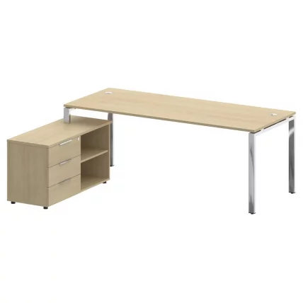 Стол рабочий руководителя с опорной тумбой левый МЕТАЛ СЙСТЕМ ДИРЕCТ БГ.СРТ-6.8 Л Акация Лорка / METAL SYSTEM DIRECT_0