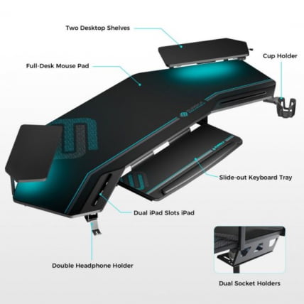 Стол для компьютера (для геймеров) Еурека АЕД-Е70Б-В4 / Eureka AED-E70B-V4_7