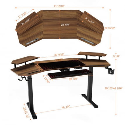 Стол для компьютера (для геймеров) с подставкой под клавиатуру и электрической регулировкой по высоте Еурека ЕРК-ЕД71-ВН / Eureka ERK-ED71-WN_3