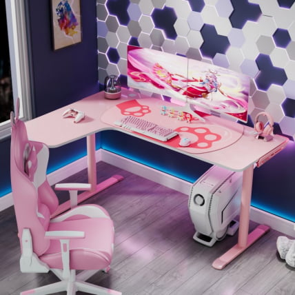 Стол письменный (для компьютера) угловой ЕУРЕКА ЕРК-Л60Л-ПК-В2 (левый), розовый / EUREKA ERK-L60L-PK-V2_11