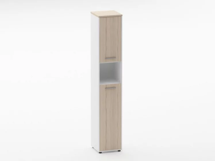 Шкаф 5 узкий закрытый, с нишей Дека 10.23.14Л Туя/Белый / Deka_0