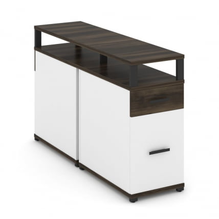 Тумба двухсторонняя опорная приставная с ящиком, распашным фасадом и надставкой CОНCЕПТ CН.ДТГО-006 Б/В Дуб Мали Белый бриллиант Черный / CONCEPT CN.DTGO-006 B/W_0