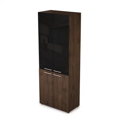 Шкаф стеллаж высокий со стеклом ТАИМ-МАКС 4Ш.005.4 Брауни / TAIM-MAX_0
