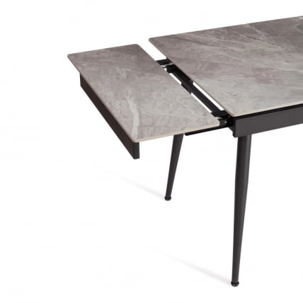 Стол обеденный Лорд Грей/Лорд Грей столешница керамика (глянцевая) / опоры металл, серый/черный, (120+30+30)кс80кс75 см / Lord Grey/Лорд (120+30+30)x80x75_5