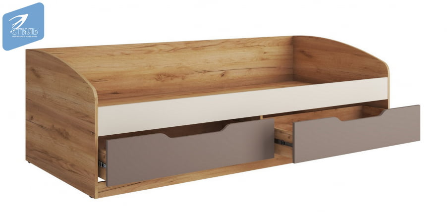 Кровать-тахта РИCХ КР-002 Миндаль/Глиняный серый/дуб крафт золотой / RICH_1