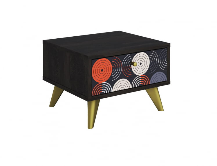 Тумба прикроватная Фьюжн ТМ-004 АРТ Угольный камень/ВИНИЛ / камень/VINIL_0