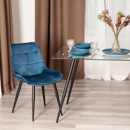 Стул АБРУЗЗО ( мод. 8060 ) металл/вельвет, 52 х 63 х 85 см, синий (ХЛР 63)/черный / ABRUZZO mod. (HLR_7