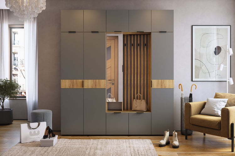 Прихожая Бери К1 Дуб крафт золотой/графит_0