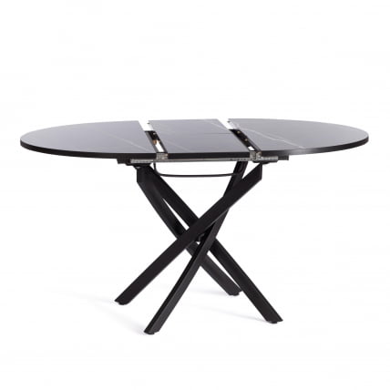 Стол МАНЗАНА ЛДСП/ХПЛ/металл, 100 х 100+30 х 75 см, Мрамор черный/черный / MANZANA ЛДСП/HPL/металл,_4