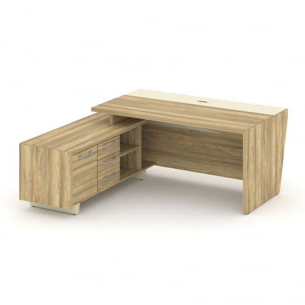 Стол руководителя с опорной тумбой, левый Корнер CОР.СРТ-18(Л) Гикори Песочный Ваниль / Corner COR.SRT-18(L)_1