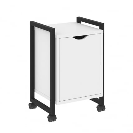 Тумба на колесных опорах с распашным фасадом ЛОФТ ВР.Л-Т2.К Металл черный Белый Бриллиант / LOFT VR.L-T2.K_0