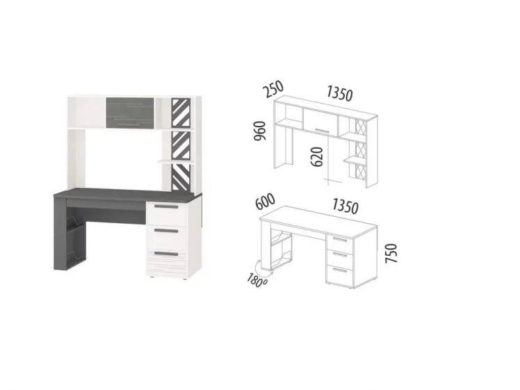 Стол с надстройкой (лев/прав) Аляска 62_1