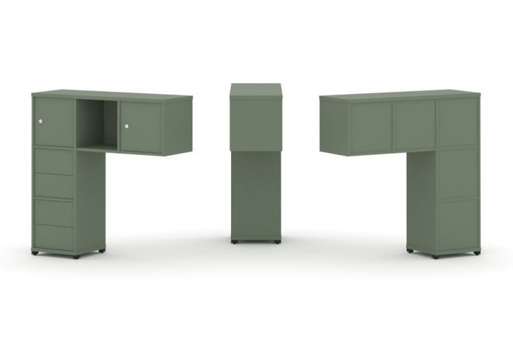 Надставка на стол низкая односторонняя + задняя стенка (5шт.) + блок с 2-мя ящиками (2шт.) + распашной фасад (2 шт.) CОНCЕПТ CН.ОНН-004 Кобо Черный металл / CONCEPT CN.ONN-004_0