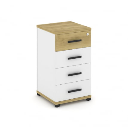 Тумба опорная/приставная с 4 ящиками CОНCЕПТ CН.ТУО-002 Б/В Дуб Винченцо Белый бриллиант Черный / CONCEPT CN.TUO-002 B/W_0