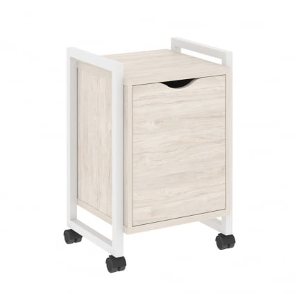 Тумба на колесных опорах с распашным фасадом ЛОФТ ВР.Л-Т2.К Металл белый Денвер светлый / LOFT VR.L-T2.K_0