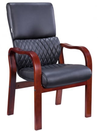 Стул руководителя Еверпроф Пресидент Воод CФ Экокожа Черный / Everprof President Wood CF_0