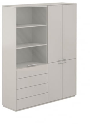 Шкаф высокий двойной Атлас НЗ-0301+НЗ-0302.ГС.ГС.ГЛ Серый камень / Atlas NZ-0301+NZ-0302.GS.GS.GL_0