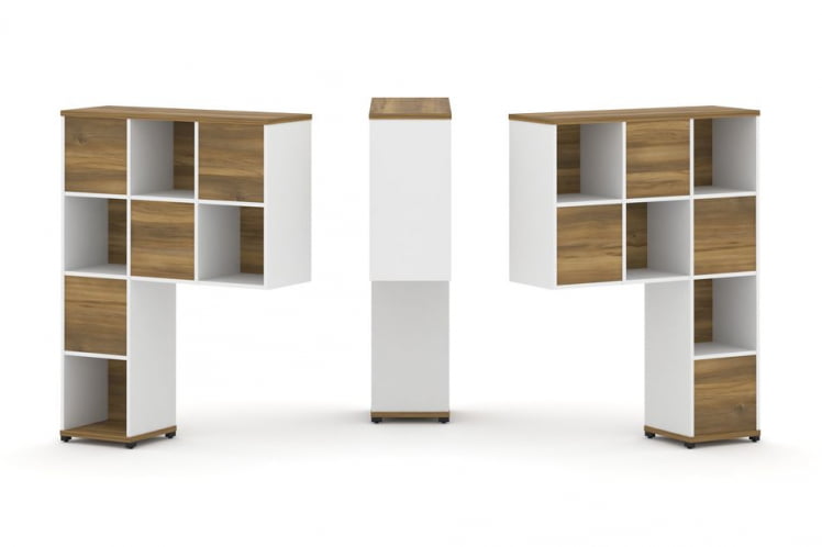 Надставка на стол высокая двухсторонняя + задняя стенка (8 шт.) CОНCЕПТ CН.ДНВ-001 Сандал Янтарный Белый бриллиант Черный металл / CONCEPT CN.DNV-001_0