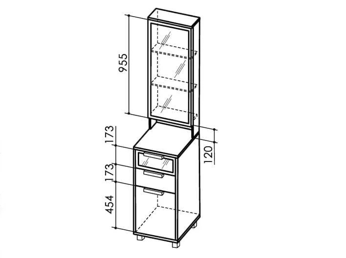 Тумба с зеркалом ВЕСТ Модуль 3 Венге/Дуб млечный / WEST_1