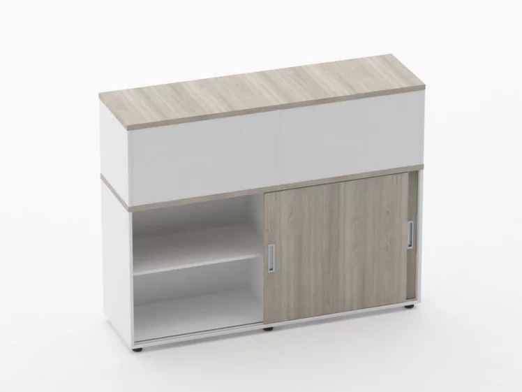 Тумба комбинированная высокая для рабочего модуля Дека 9.04.145 Дуб Сантана светлый/Белый / Deka_1