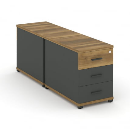 Тумба двухсторонняя опорная приставная с 3-мя ящиками CОНCЕПТ CН.ДТГО-001 Б/В Сандал Янтарный Антрацит / CONCEPT CN.DTGO-001 B/W_0