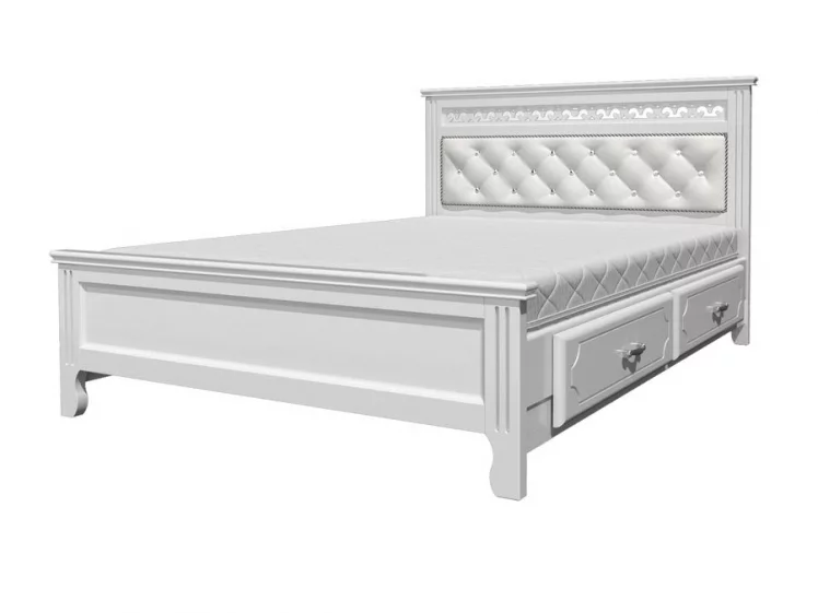 Кровать Грация 200х160 с выкатными ящиками Белый античный_0