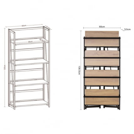 Стеллаж на металлокаркасе БРАБИКС ЛОФТ СХ-001 Дуб натуральный / BRABIX LOFT SH-001_12