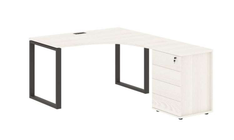 Стол эргономичный с тумбой правый ЕДИС ЕКCЕТ 1318 Р Ясень Траун Мокко / EDIS EQCET R_0