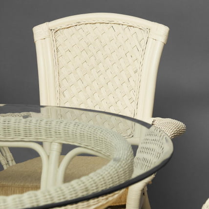 Комплект обеденный АНДРЕА ГРАНД (стол со стеклом+6 кресел+ подушки) ТCХ Вхите (белый), Ткань рубчик, цвет кремовый / ANDREA GRAND TCH White_27