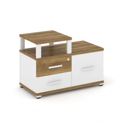 Тумба приставная сервисная с надставкой узкой CОНCЕПТ CН.ТСР-002 Б/В Сандал Янтарный Белый бриллиант Белый / CONCEPT CN.TSR-002 B/W_0