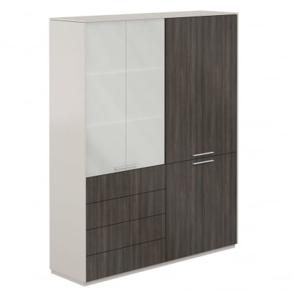 Шкаф высокий двойной Атлас НЗ-0301+НЗ-0312.ГС.БТ Серый камень Бренсон Трюфель / Atlas NZ-0301+NZ-0312.GS.BT_0