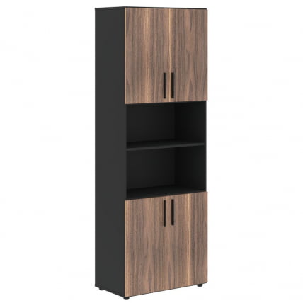 Шкаф с 2 комплектами глухих малых дверей ВЕЛИОН ВЕНЕЕР ВРХCС 80.4 Американский орех Яшма черная / VELION VENEER VRHCS_0