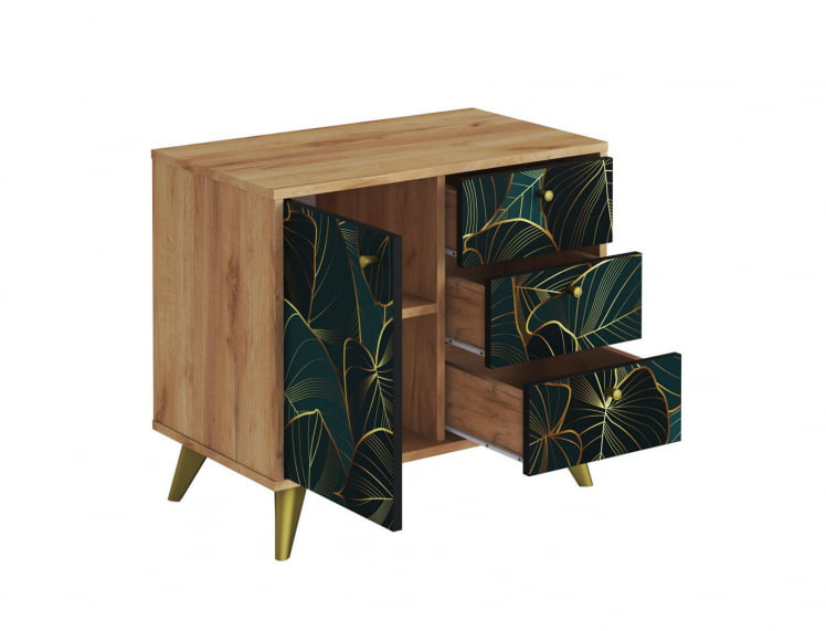 Комод Фьюжн КМ-002 дуб крафт золотой/ТРОПИCАЛ / золотой/TROPICAL_1